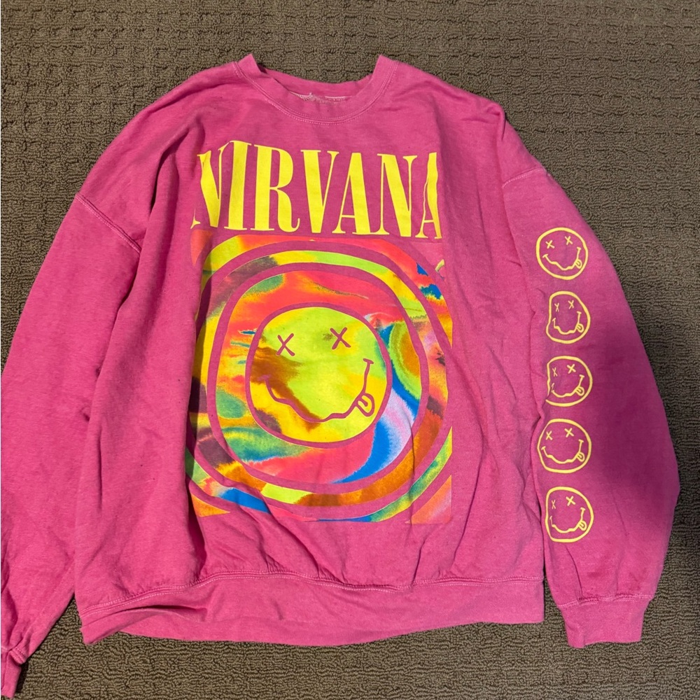 NIRVANA Pink Smiley Sweatshirt